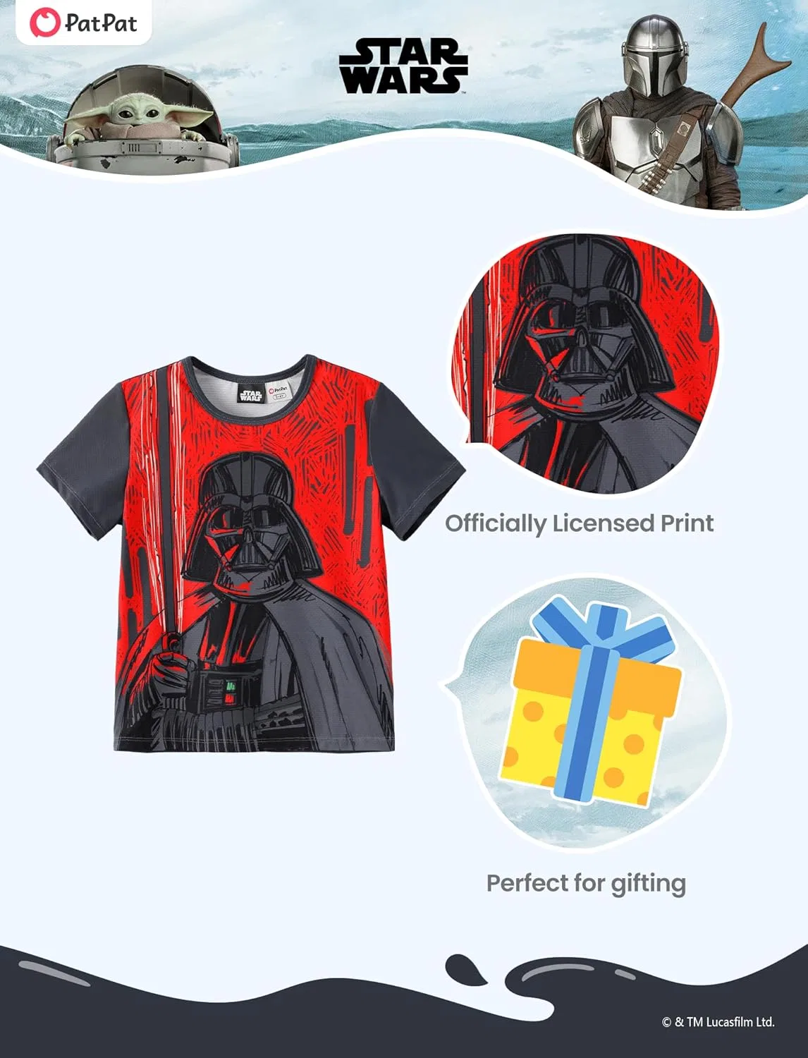 Футболка с принтом Darth Vader Disney для мальчиков, 2-9 лет, Star Wars — фото 3