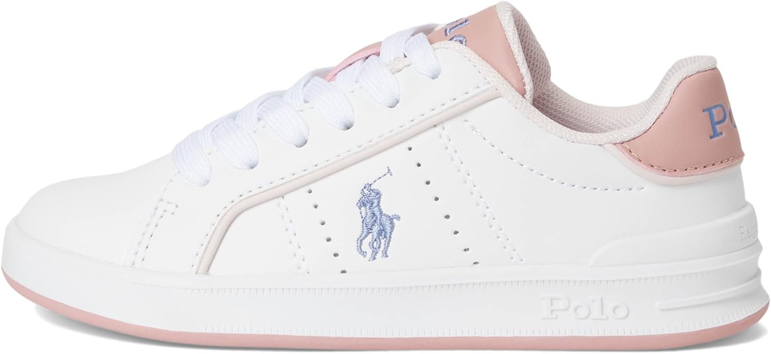 Кроссовки POLO RALPH LAUREN Girl's Heritage Court III (Little Kid), белый/розовый — фото 4