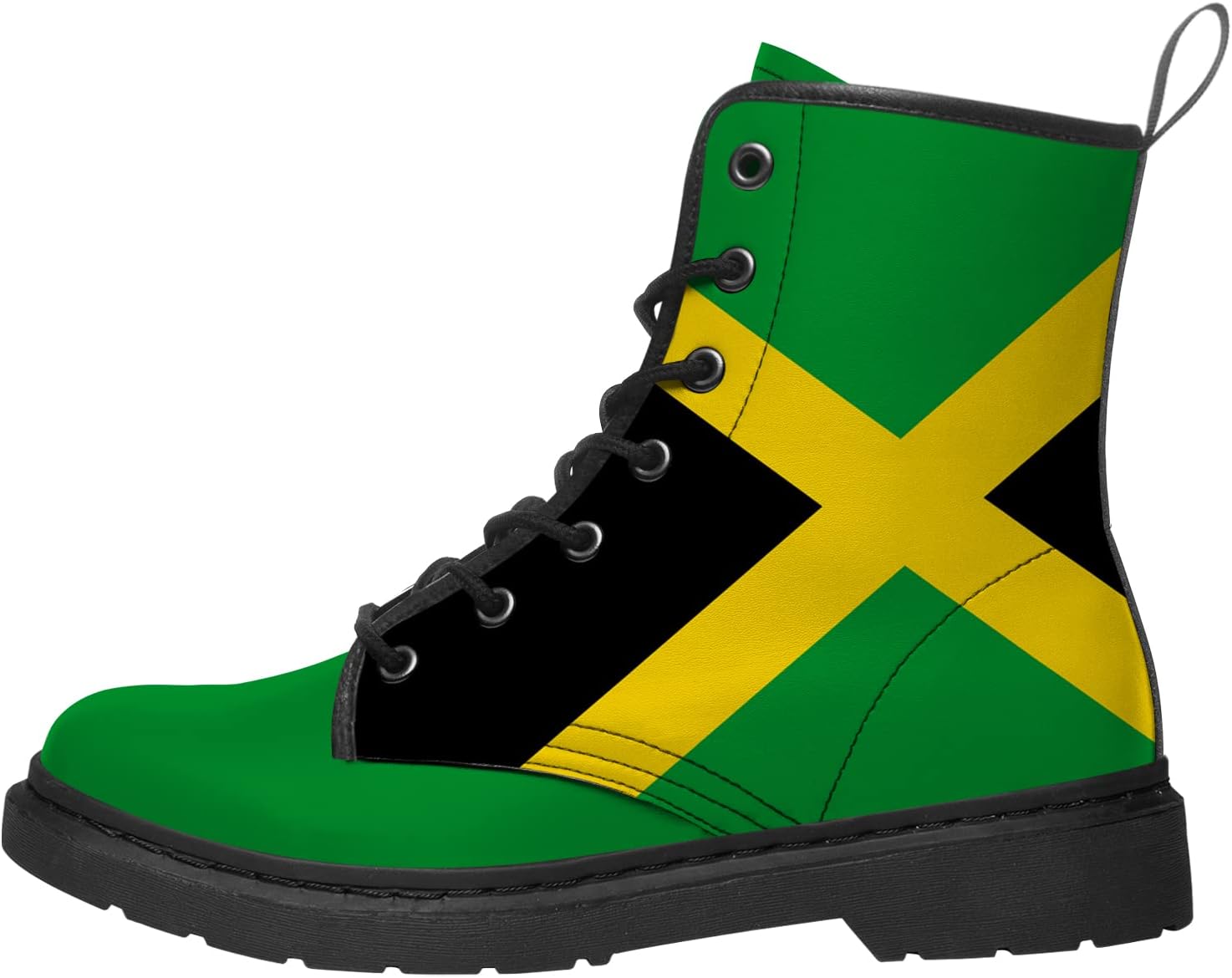 

Ботинки с ямайским флагом для женщин и мужчин, армейские ботинки из искусственной кожи на шнуровке Generic, зеленый/желтый