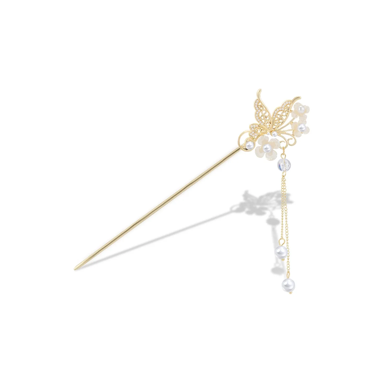 Женские шпильки для волос ZANC, Butterfly Loves Flower Hairpin[Lily of The Valley]Gold
