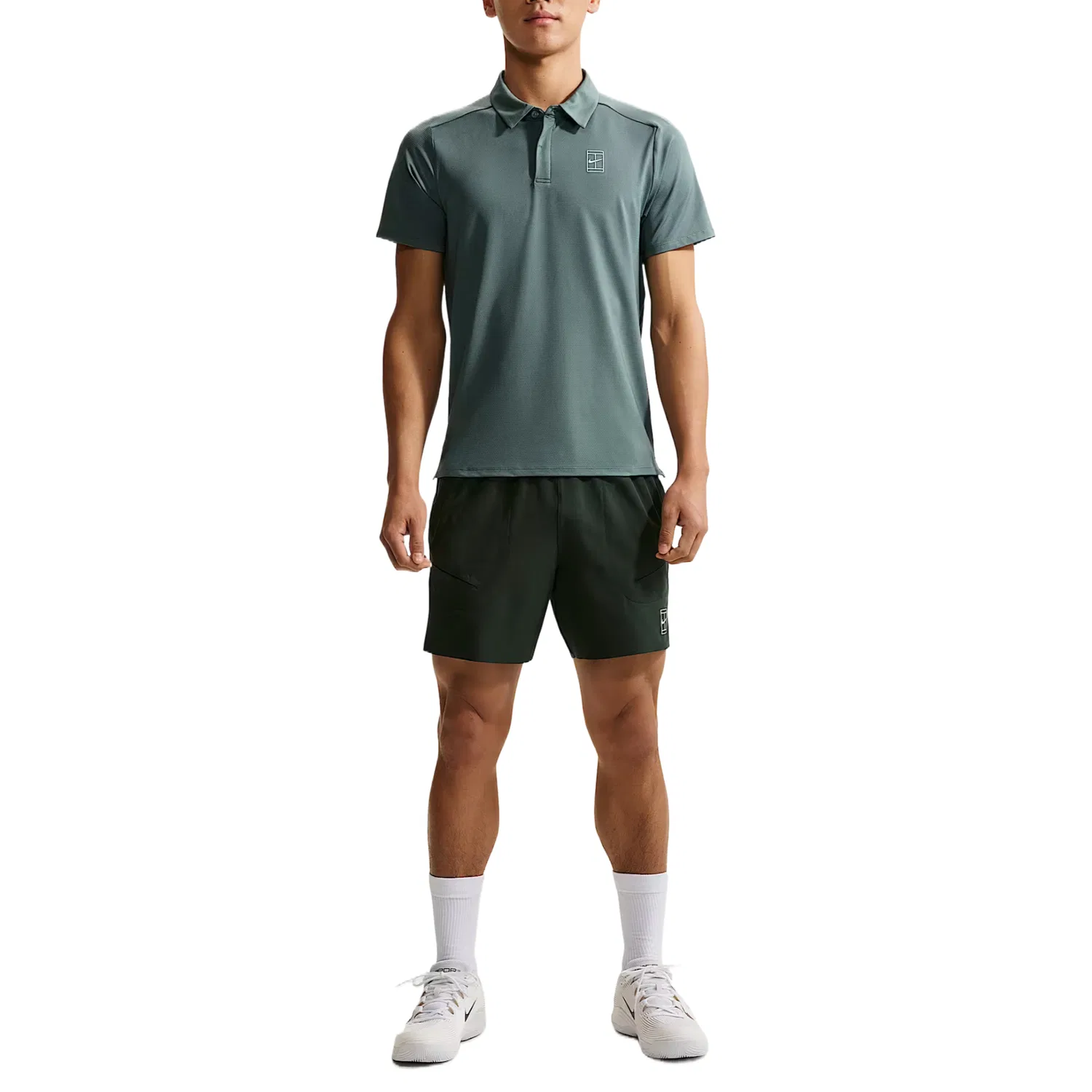 Теннисные брюки мужские Black Cloud Shirt Green/White Moderate Nike — фото 3