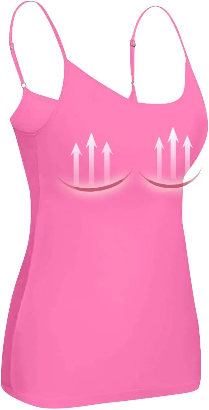 Топ-майка женская с встроенным бюстгальтером, Generic, A-hot Pink — фото 3