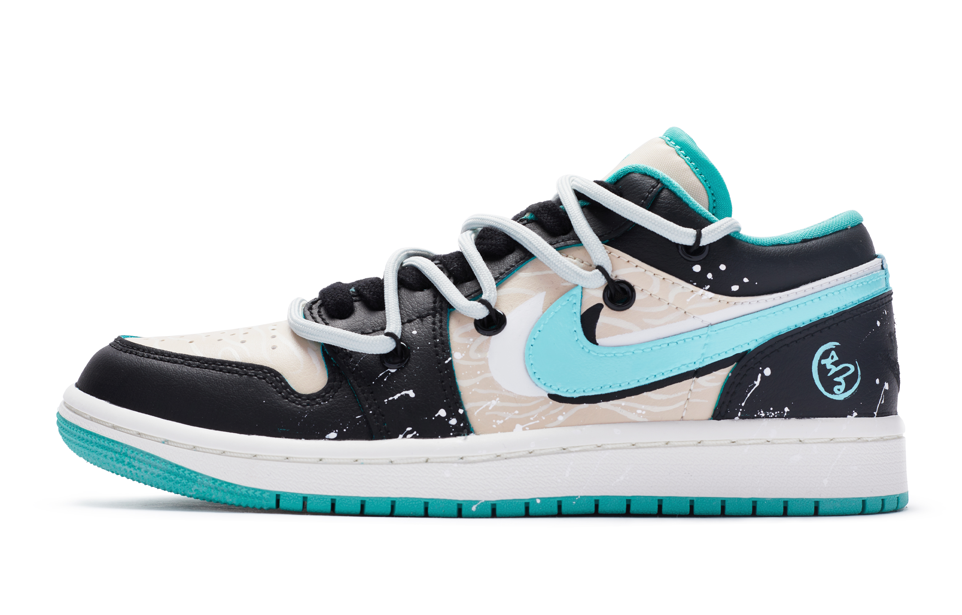 

Кроссовки Air JORDAN 1 Vintage Basketball Shoes Women's Low-Top Beige Black Blue