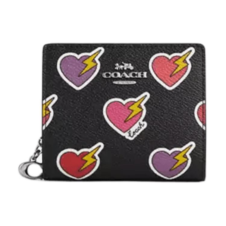

COACH Миниатюрный женский бумажник из лакированного холста, Black