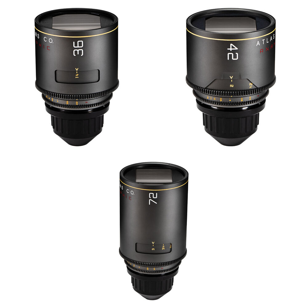 

Комплект из 3 анаморфотных объективов Atlas Lens Co. Mercury T2.2 1,5x с фиксированным фокусным расстоянием (крепление PL, ножки)