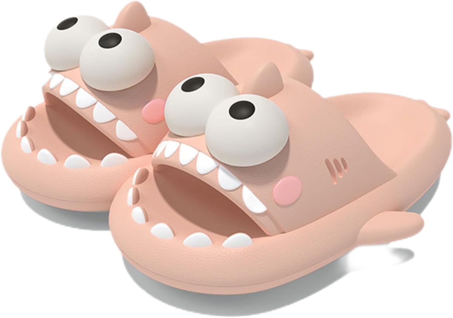 

Тапочки с большой глазастой акулой, оригинальные милые забавные 3D тапочки с большой глазастой акулой, нескользящие Шлепацы с акулой для мужчин и женщин Generic, розовый