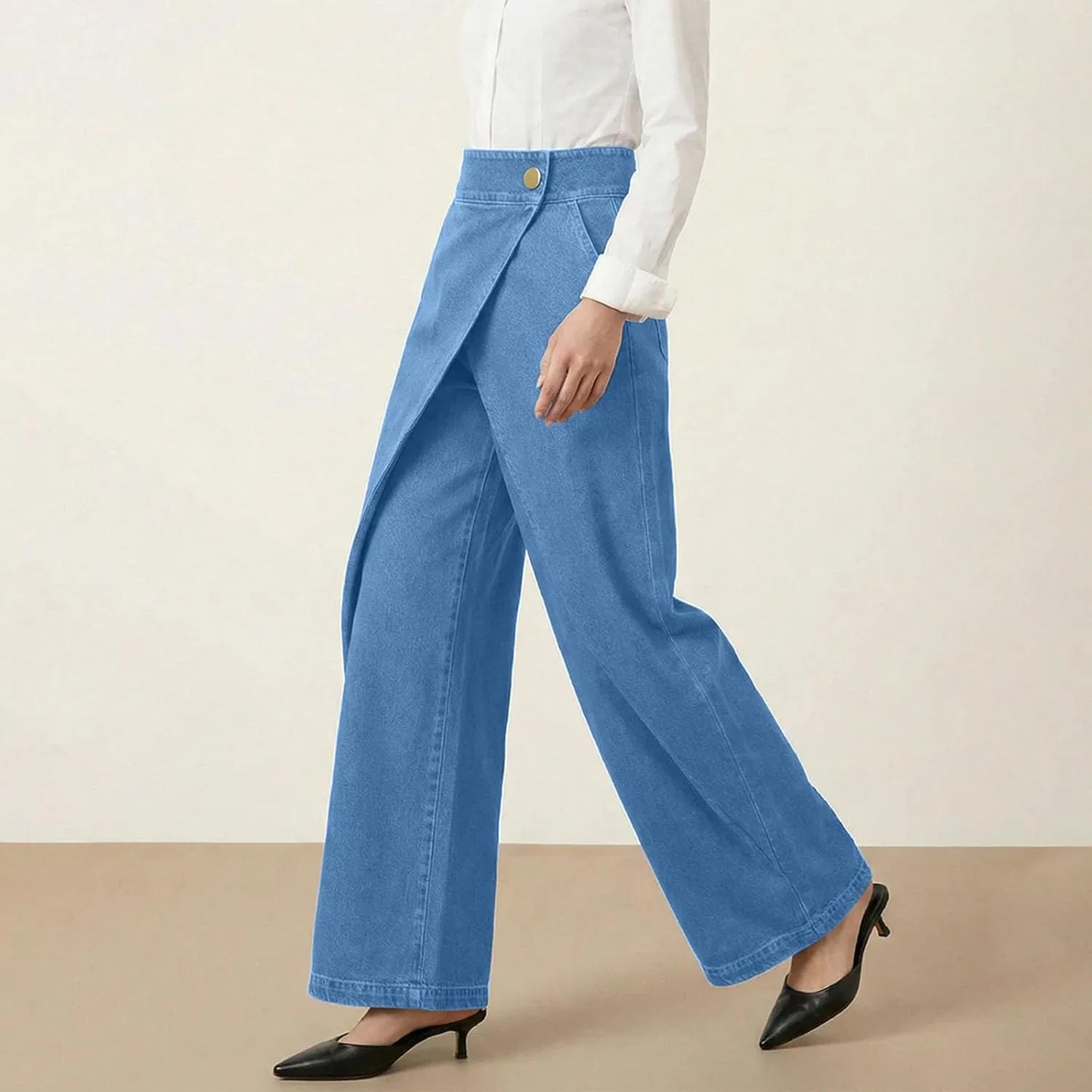Джинсы с высокой талией, Wide Leg, Light Blue — фото 2