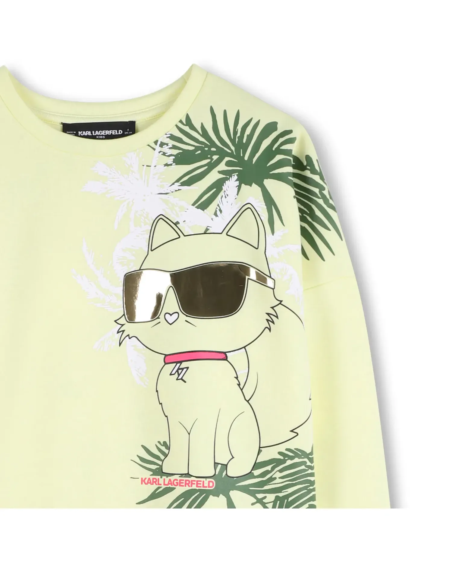 Толстовка без капюшона для девочки с передним рисунком из полиэстера Karl Lagerfeld Kids, желтый — фото 2