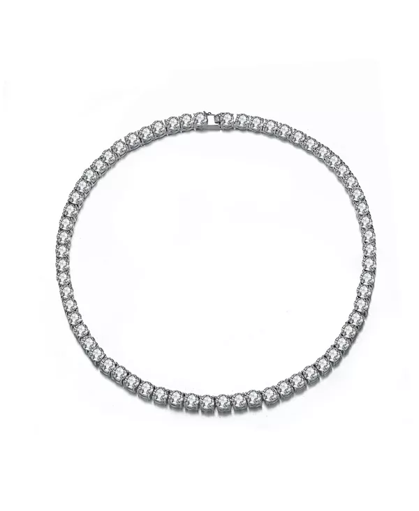 

Теннисное ожерелье из стерлингового серебра с прозрачными кубическими цирконами 6 мм Genevive, silver