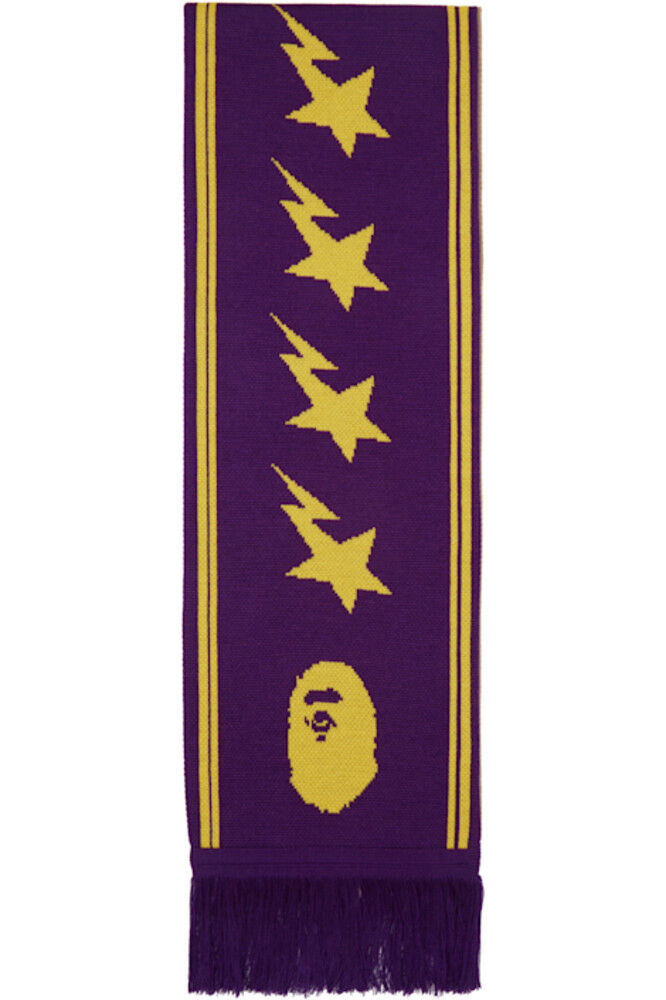 

Длинный шарф из жаккардовой ткани с логотипом «Bape» фиолетового и желтого цветов