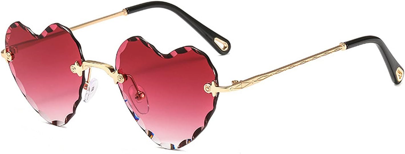 

Солнцезащитные очки COTIA в форме сердца, без оправы, очаровательные солнцезащитные очки с градиентными линзами в форме сердца, безрамочные, с волнообразными линзами, женские, с защитой от УФ-излучения UV400, Red
