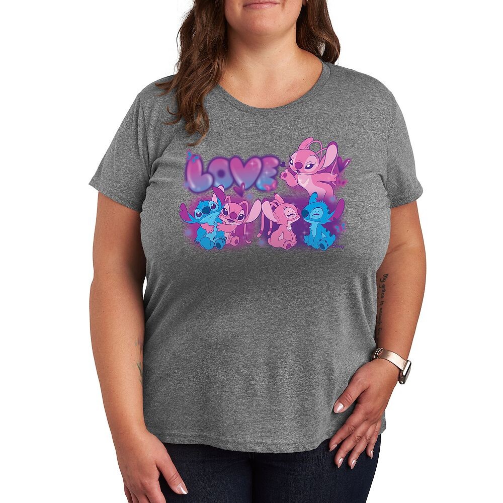 

Футболка с рисунком Lilo & Stitch Plus Love Grid от Disney, цвет Heather Gray
