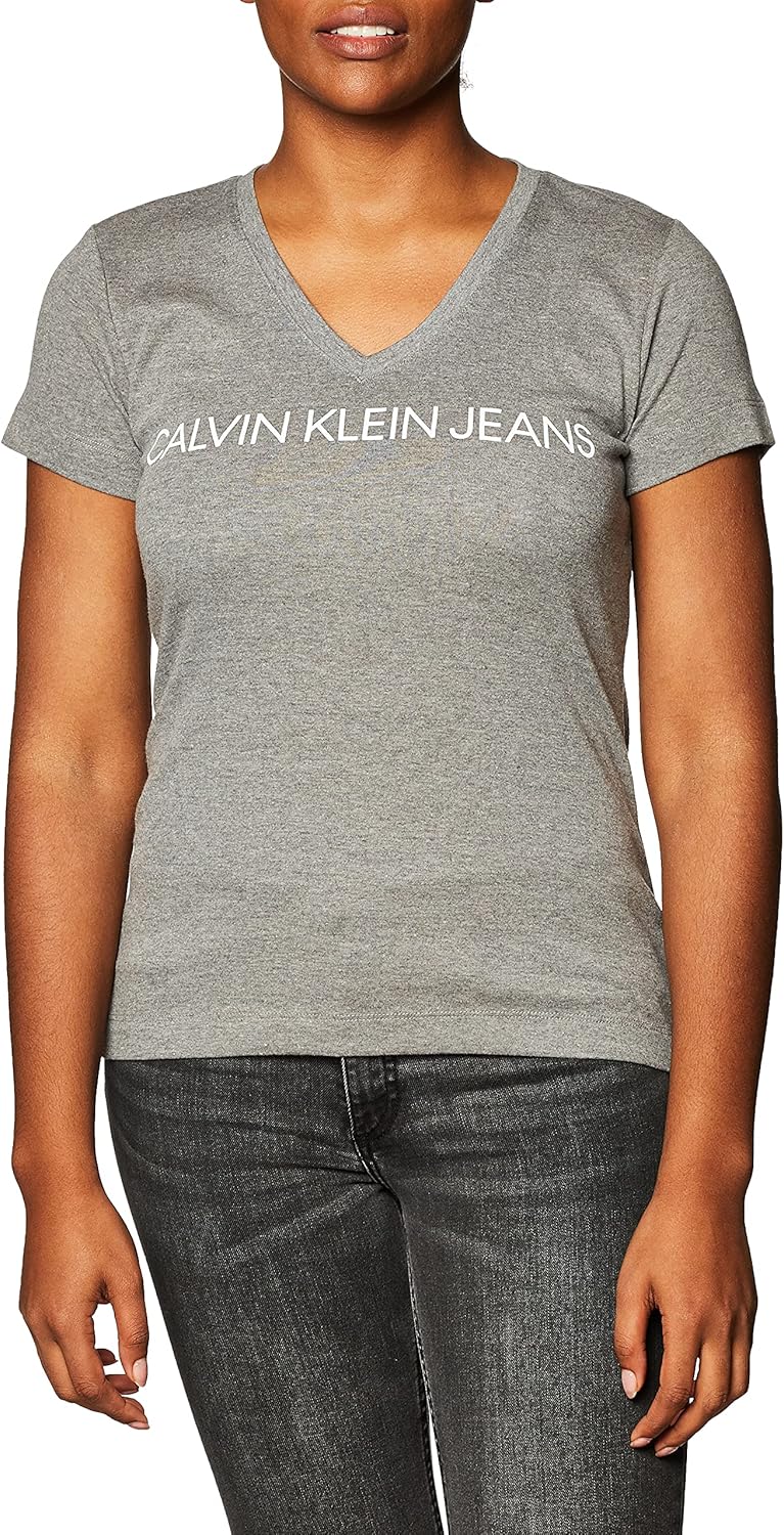 

Женская укороченная футболка с коротким рукавом и логотипом Calvin Klein, Medium Heaather Grey