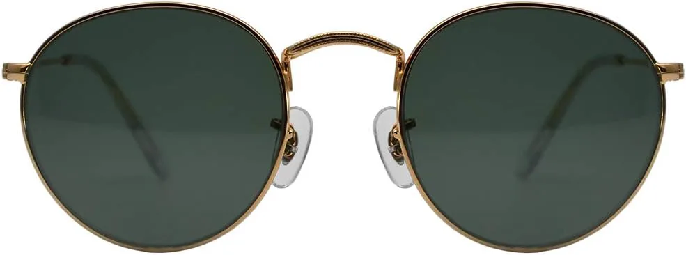 

Винтажные круглые модные солнцезащитные очки LOTSON для женщин, ретро-солнцезащитные очки в стиле Джона Леннона, линзы из закаленного стекла высокой четкости, Gold