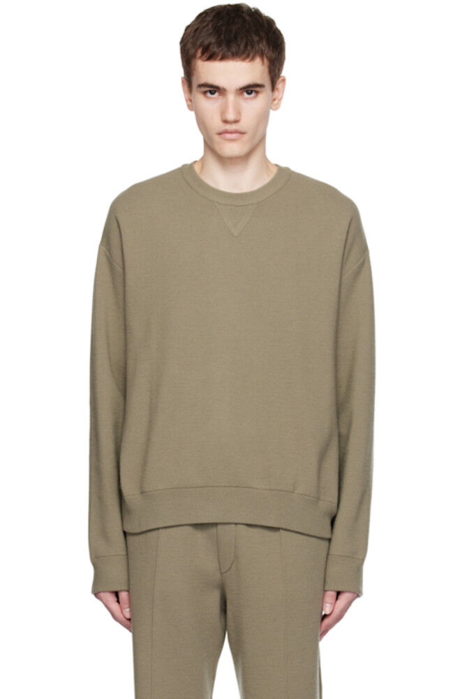 

Свитер цвета хаки с круглым вырезом Solid Homme