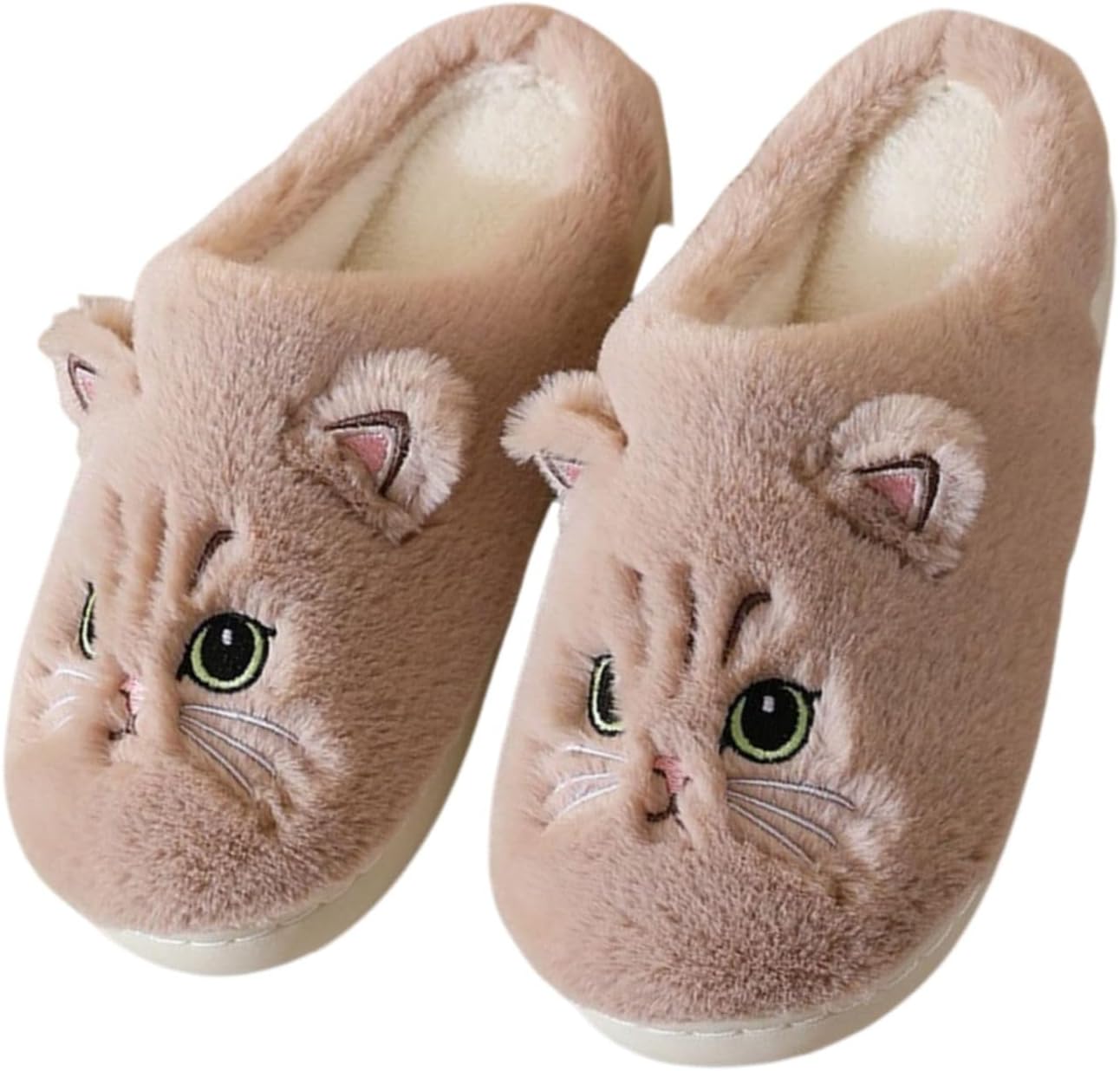 

Домашние тапочки с кошками для женщин и мужчин, зимние, для дома и улицы, плюшевые, пушистые, уютные, с теплой подошвой из пены с эффектом памяти, для спальни, сада, дома, для пары Wiretran, коричневый