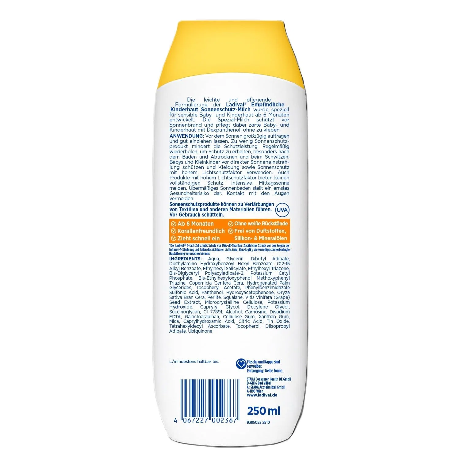 Детское солнцезащитное молочко Ladival Sensitive SPF 50+, 250 мл Ladival — фото 2