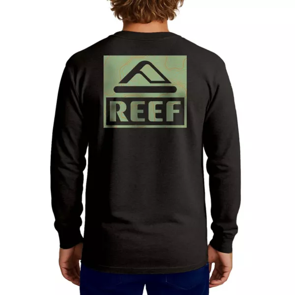 

Мужская футболка с длинным рукавом и принтом Topo Reef, черный