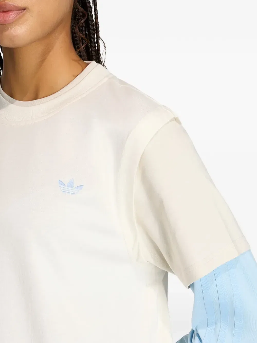 Многослойная футболка свободного кроя Adidas, бежевый — фото 4
