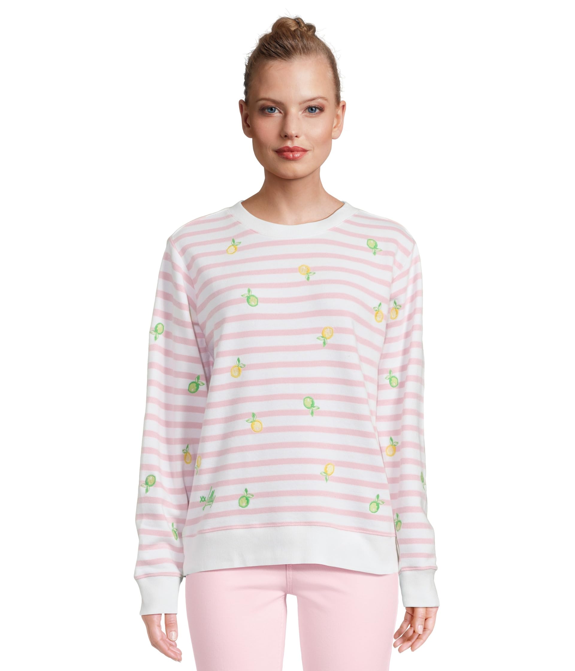 

Толстовка Lilly Pulitzer Ballad Long, цвет Pink Muse X Resort White Make Limeade Half Drop Embroidery