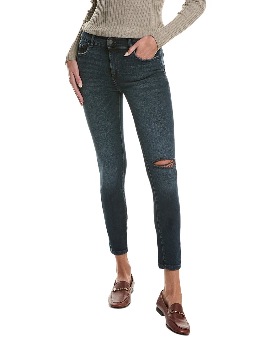 

DL1961 Florence Skinny Dark Creek Busted Джинсы средней посадки Instasculpt Ankle Cut, синий