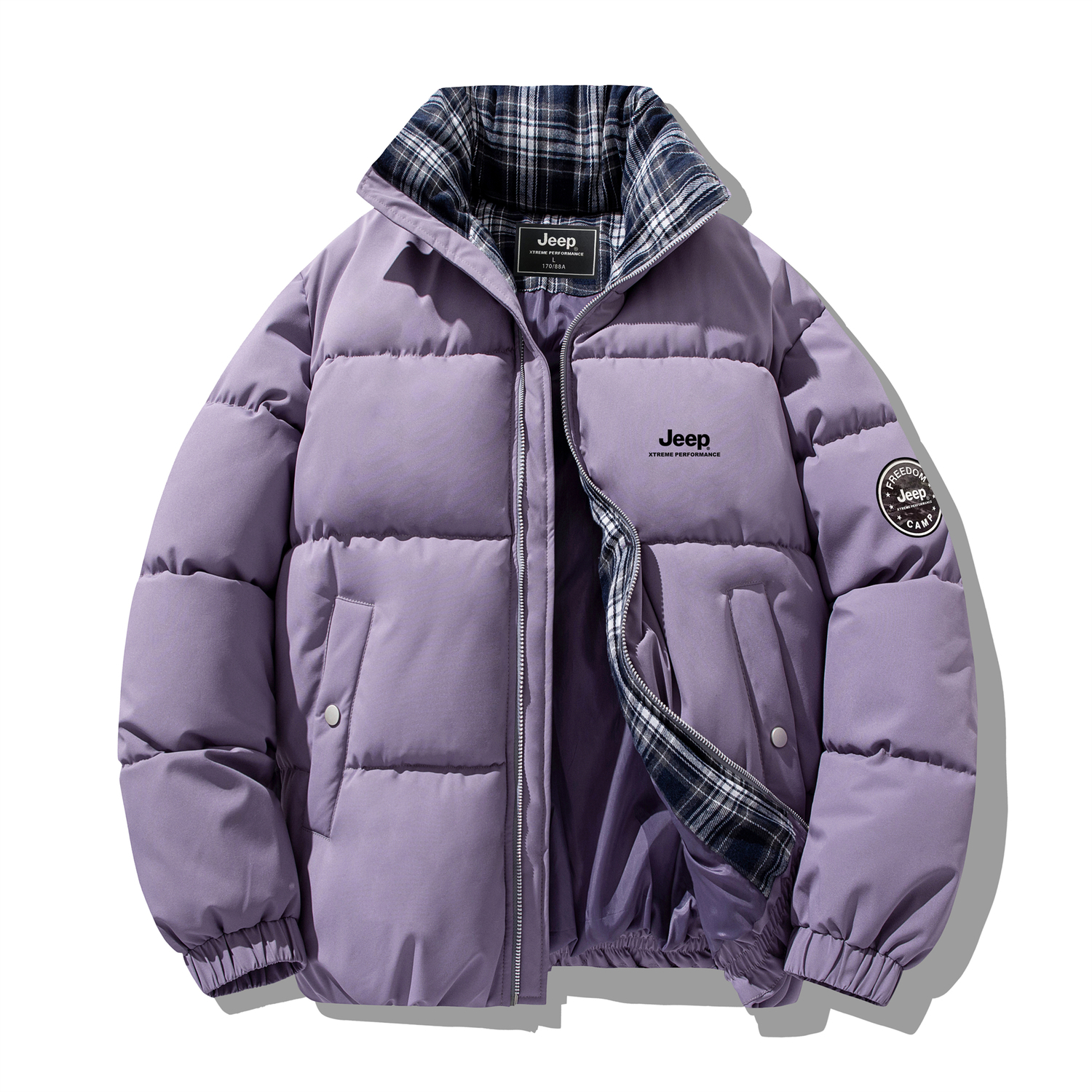 

Пуховик Unisex Stand Collar утепленный стеганый Jeep, medium серый фиолетовый