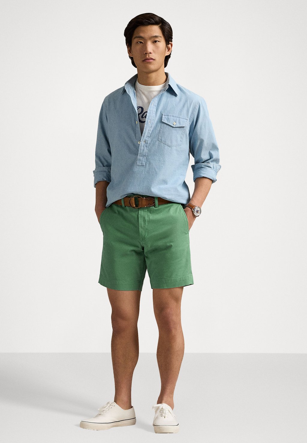 Шорты 8-INCH STRETCH STRAIGHT FIT CHINO SHORT Polo Ralph Lauren, зеленый — фото 2