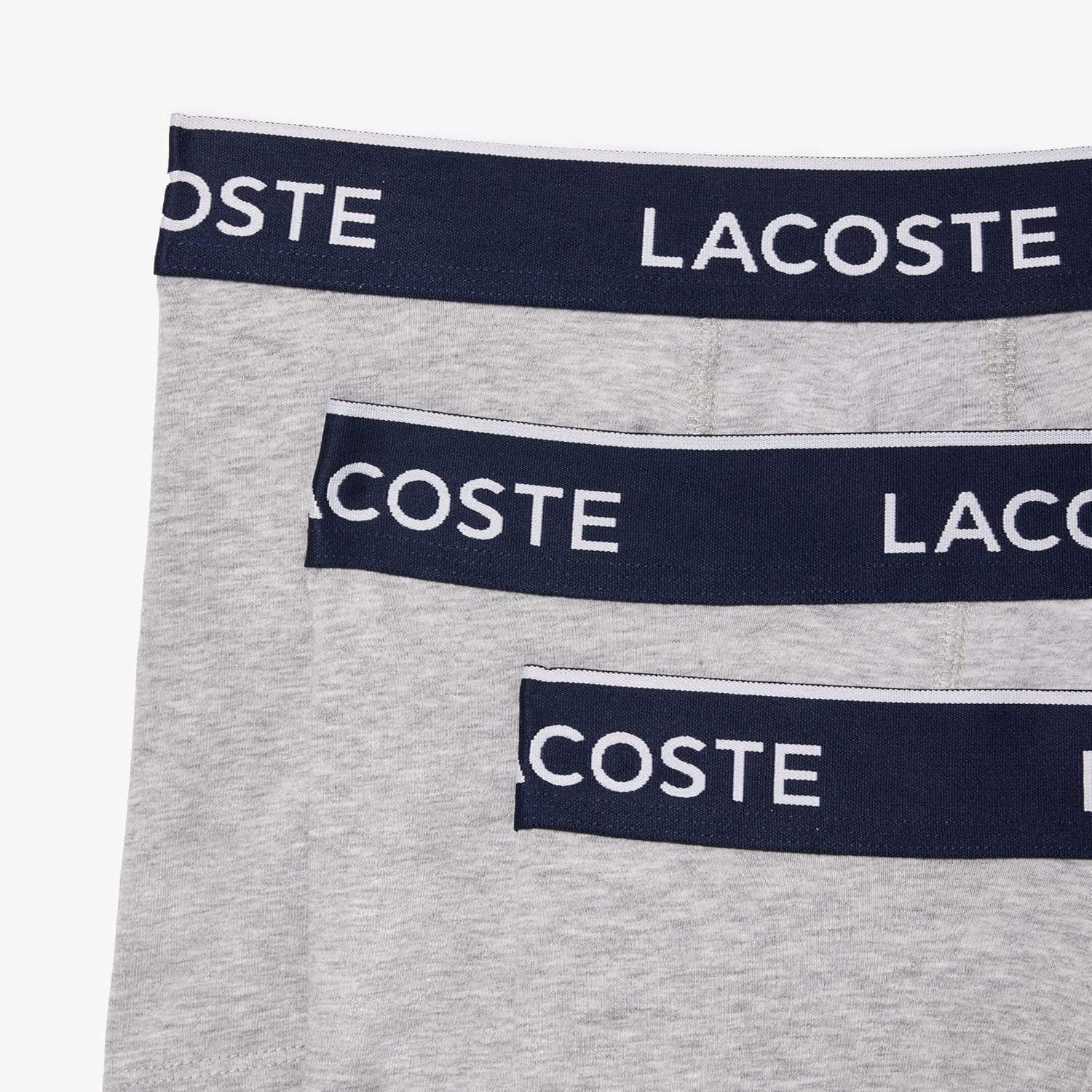 Трусы Lacoste, мужские, комплект из трех штук с эластичной триколорной резинкой, Dove Grey — фото 4