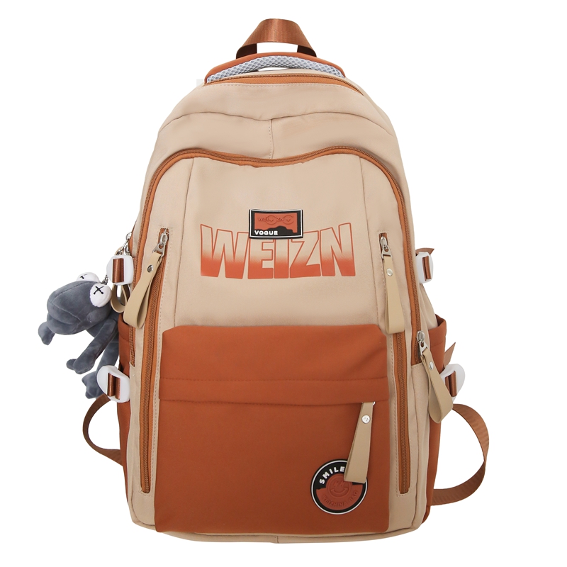 

Нейлоновый рюкзак обычный красно-зелено-оранжевый Cwatcun, красный (с брелоком)