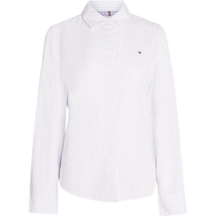 Tommy Hilfiger Обычная посадка полосатая тянущаяся оксфордская рубашка Women's Blue