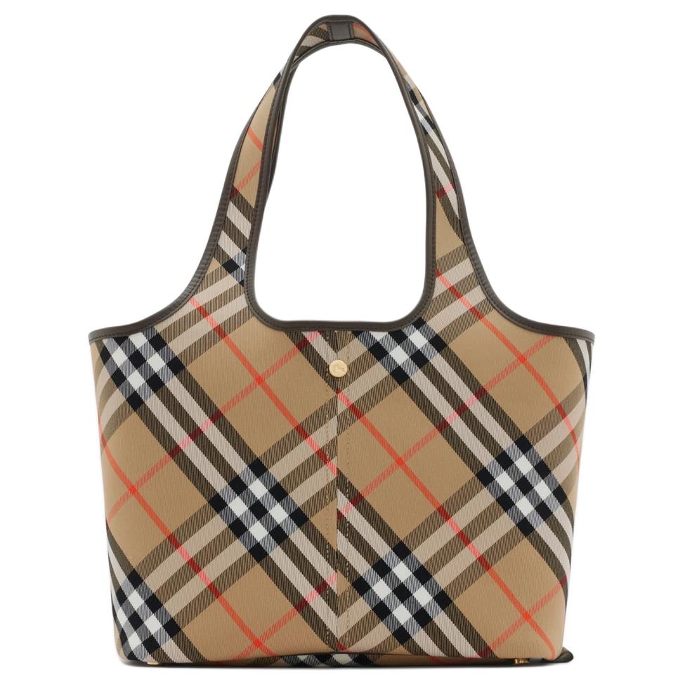 

Burberry Хлопковая сумка-шоппер малого размера женская коричневая