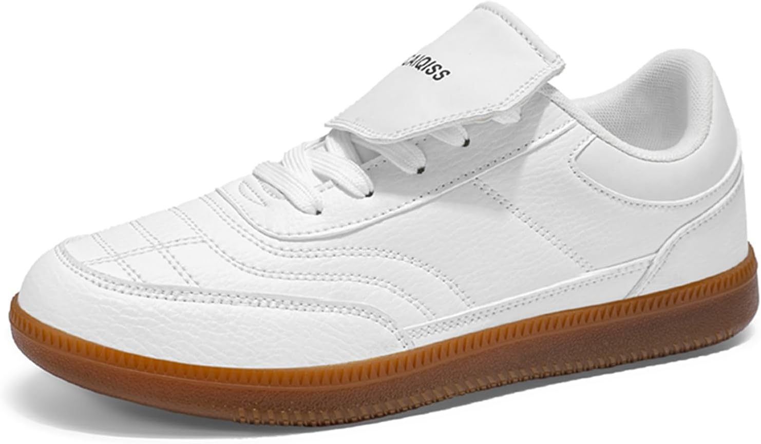 

Мужские низкие кожаные кроссовки на мягкой подошве, удобные и модные, со шнуровкой и нескользящей подошвой, идеально подходят для свиданий, путешествий и прогулок Qaoterod, белый