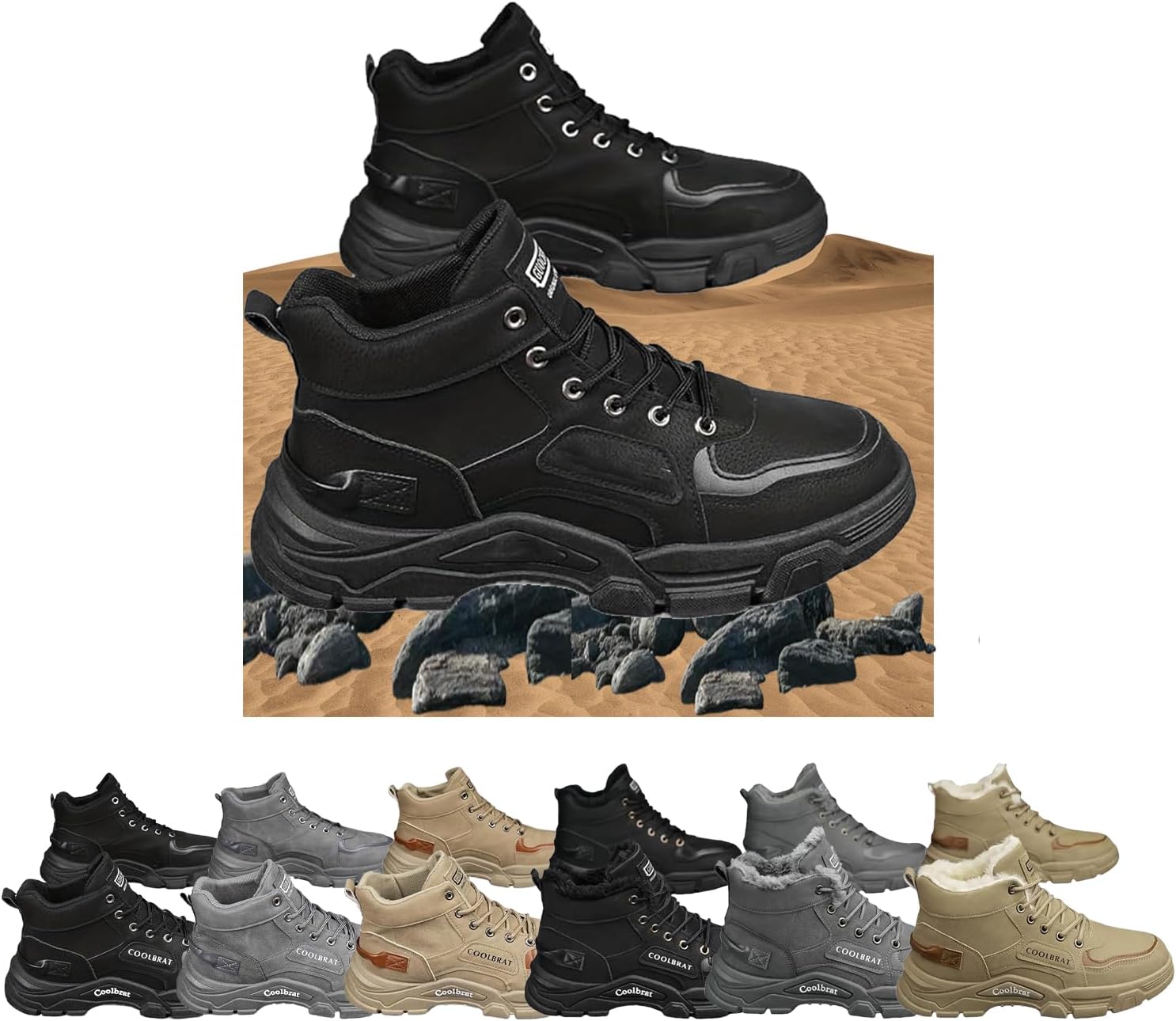 

Мужские походные ботинки для улицы, прочные и дышащие ботинки с шнуровкой, для прогулок, хайкинга и альпинизма, осень и зима Generic, черный