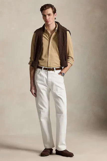 Классическая рубашка Polo Ralph Lauren, бежевый — фото 3
