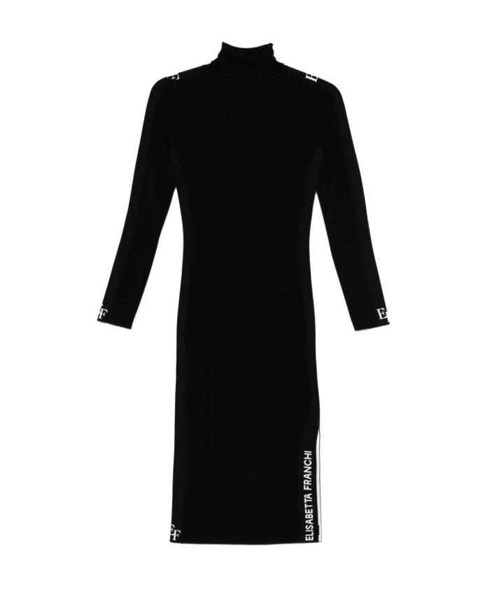 

Черное платье-водолазка с длинными рукавами Elisabetta Franchi, черный
