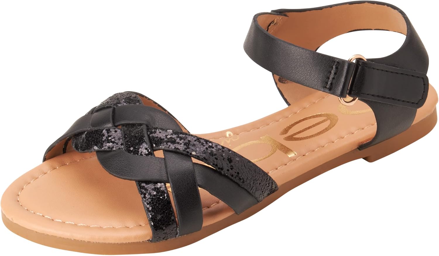 

Сандалии для девочек bebe - сандалии для больших девочек и малышей с прочными кожаными ремешками и блестками, летние праздничные туфли для девочек, черный