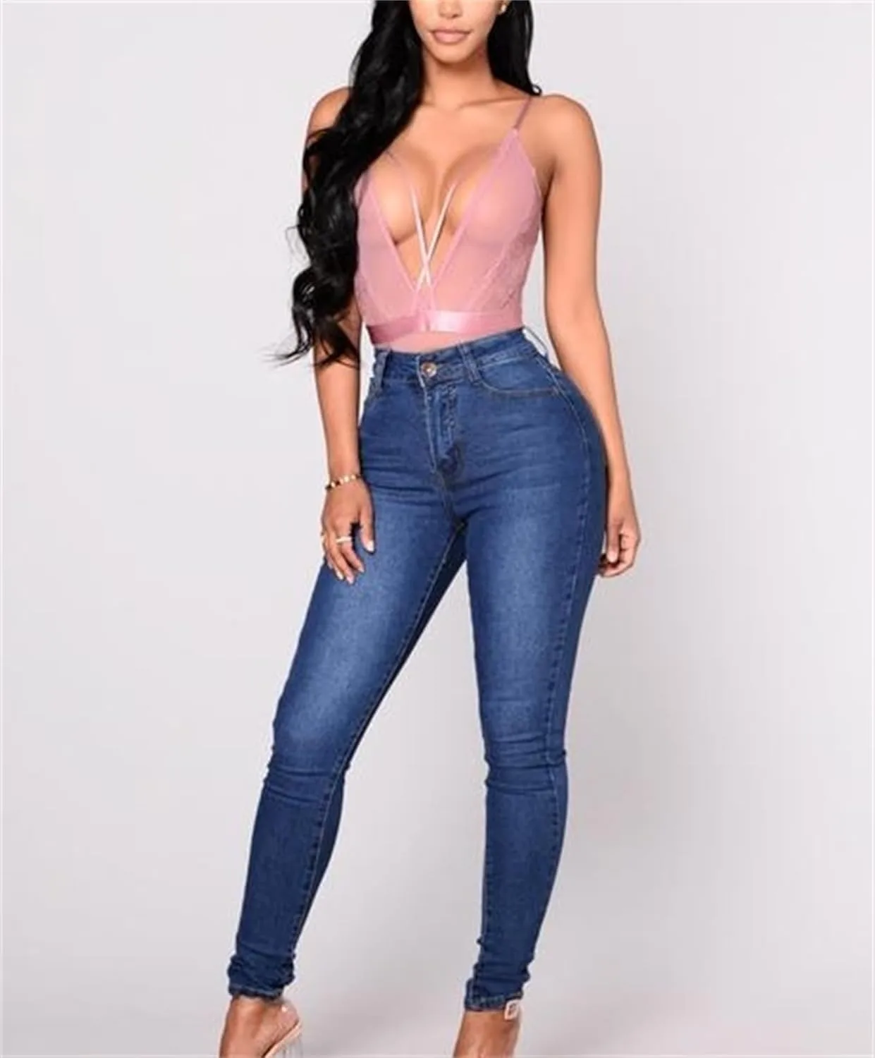 Женские эластичные джинсы-леггинсы Jeggings с карманами, Mid-Rise Stretch Pull-On — фото 2