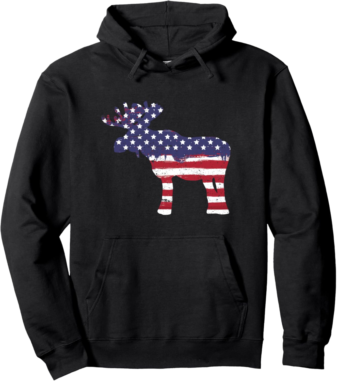 

Толстовка с изображением лося, американского флага и оленя, символизирующая гордость за животное, ко Дню независимости США 4Th Of July Animal Vibes, черный