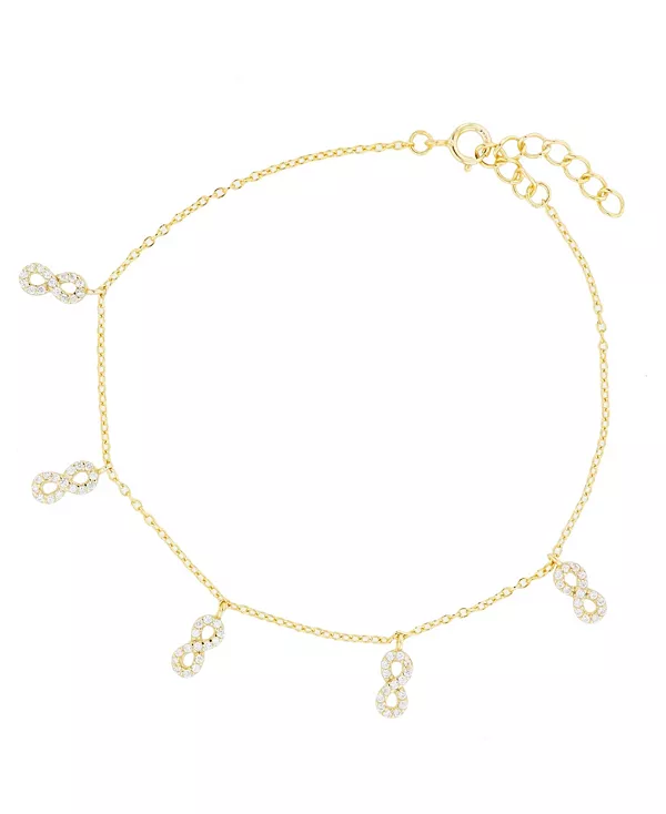 

Браслет с подвеской в виде бесконечности из кубического циркония из стерлингового серебра (также из 14-каратного золота поверх серебра) Macy'S, yellow