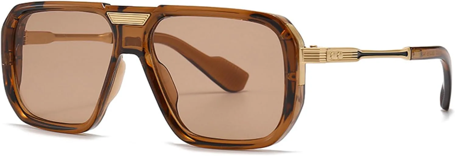 

Ретро-солнцезащитные очки большого размера квадратной формы для женщин и мужчин, модные солнцезащитные очки-пилот, градиентные коричневые оттенки mincl, C1