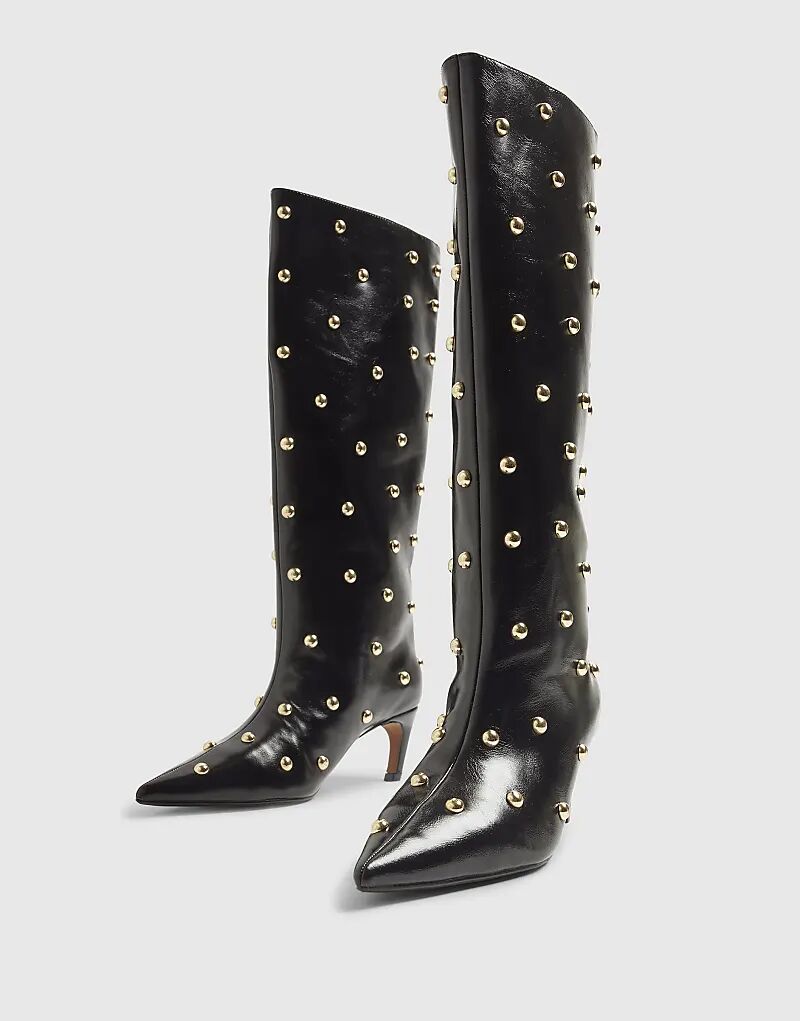 Ботинки River Island из искусственной кожи с заклепками, черные — фото 4