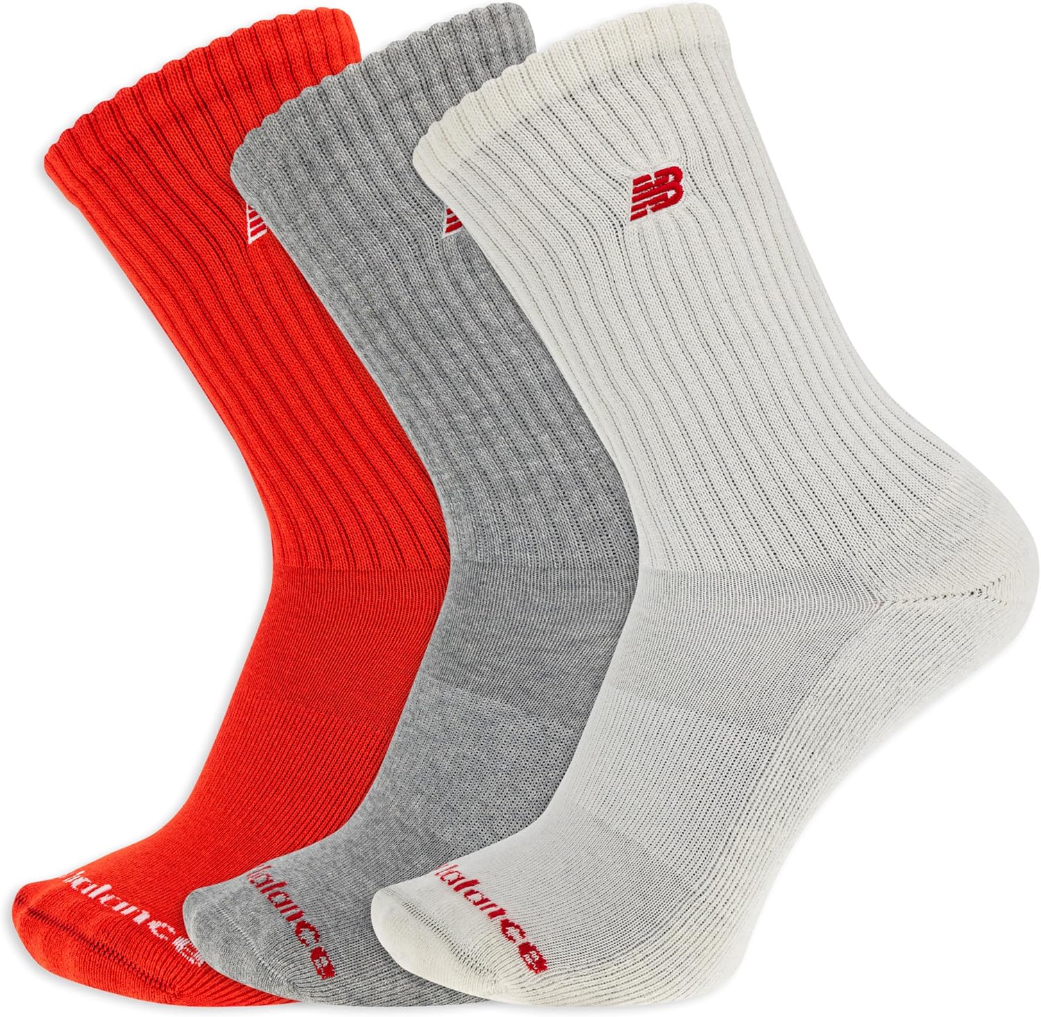 

Носки New Balance унисекс для взрослых из органического хлопка, 3 пары, поддержка свода стопы, Red Assorted Patch Logo