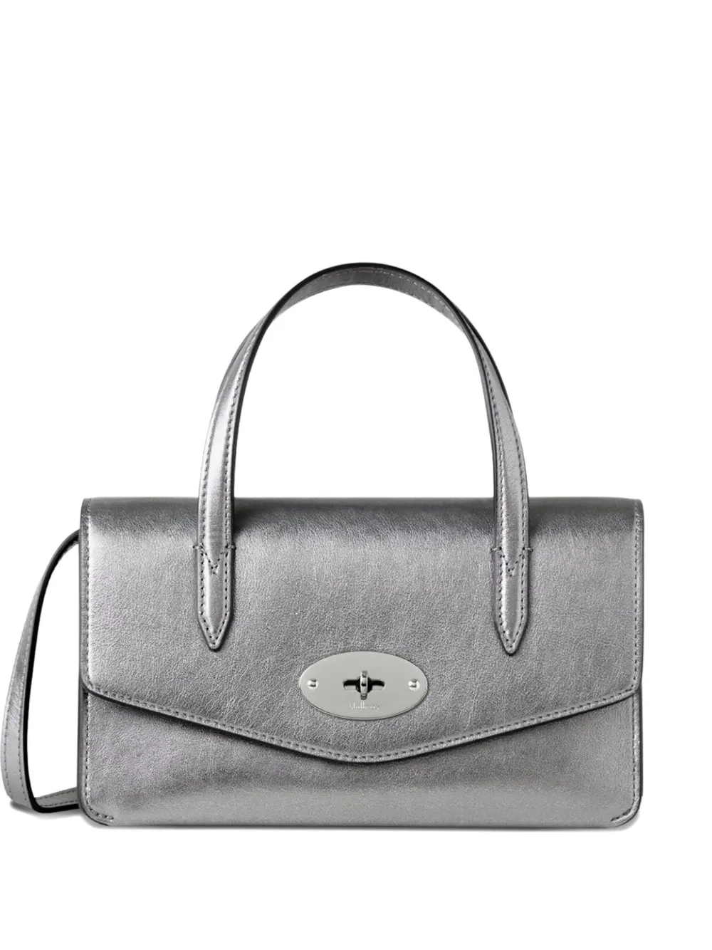 

Маленькая сумка через плечо Darley из металлизированной кожи Mulberry, серебяный