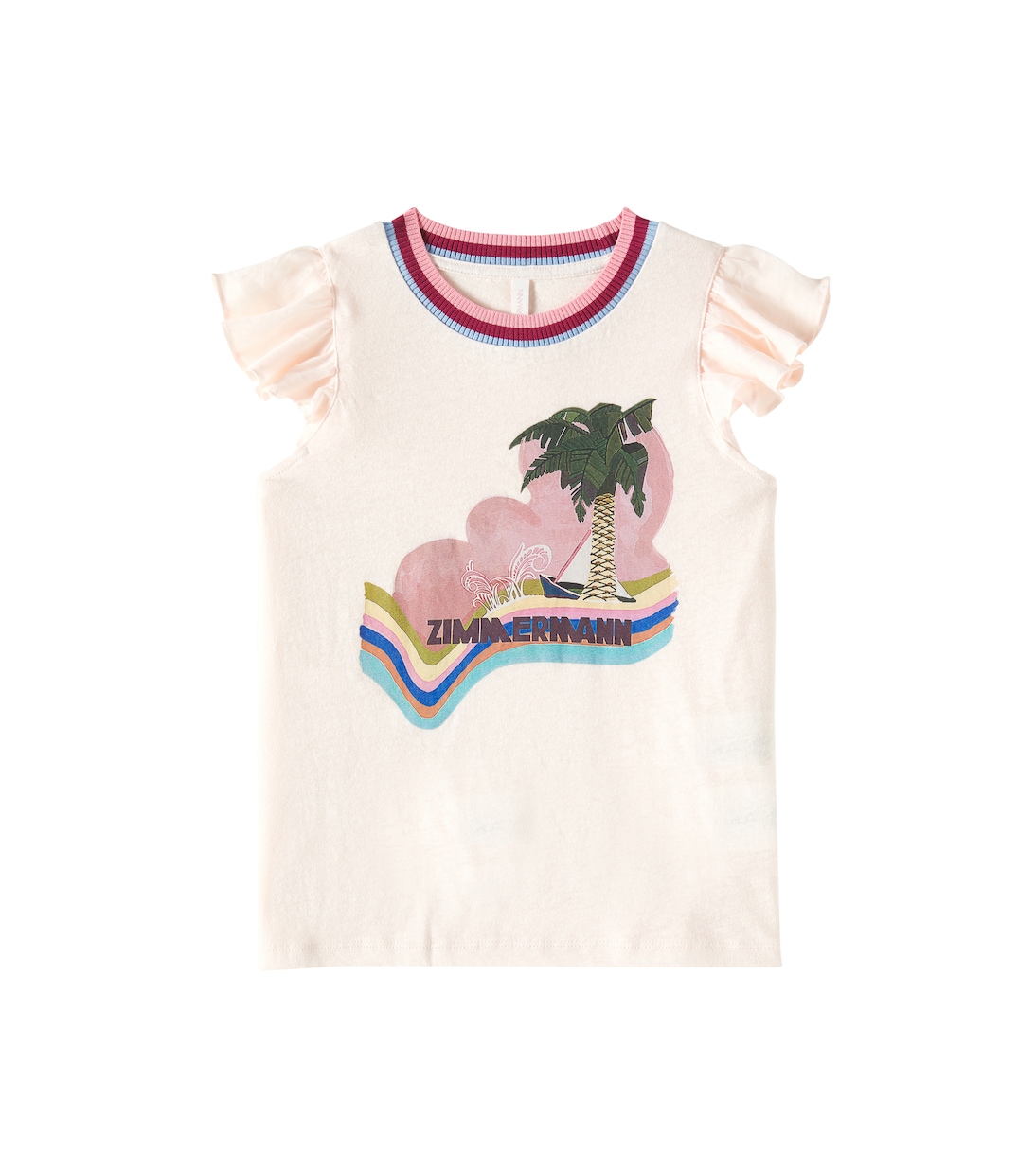 

Футболка Everley из льна и хлопка Zimmermann Kids, Blush