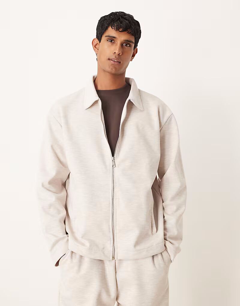 

Куртка свободного кроя из ткани «дайвинг», с застежкой-молнией Asos Design, бежевый