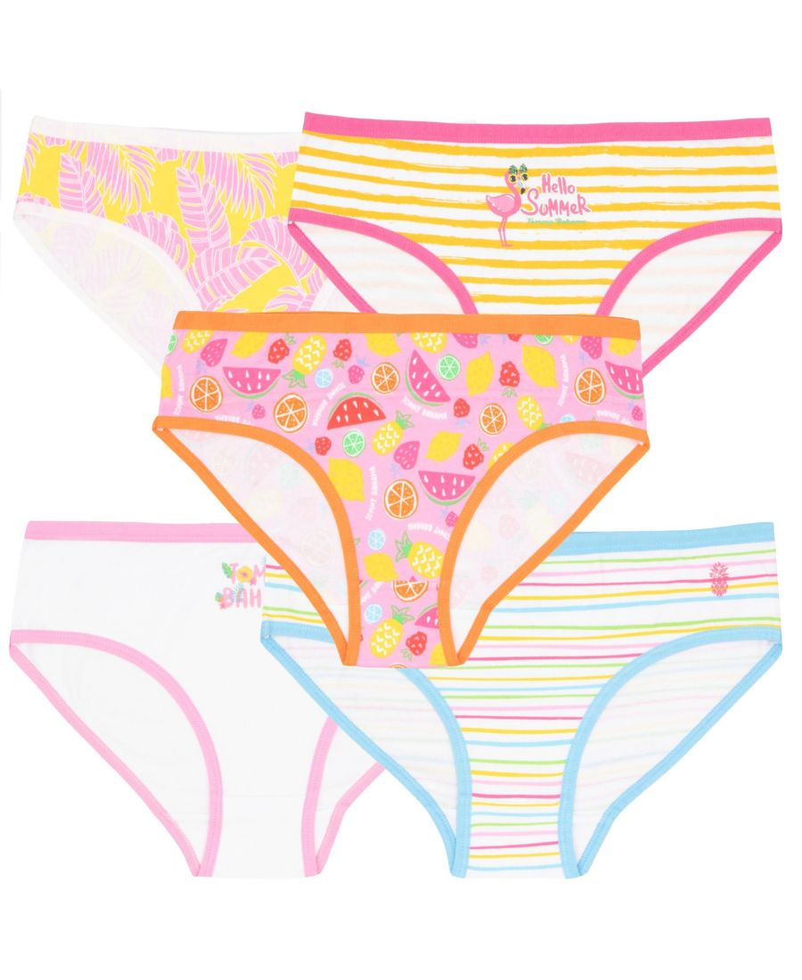 

Комплект из 5 хлопковых трусиков для маленьких девочек Tommy Bahama, White/pink multi