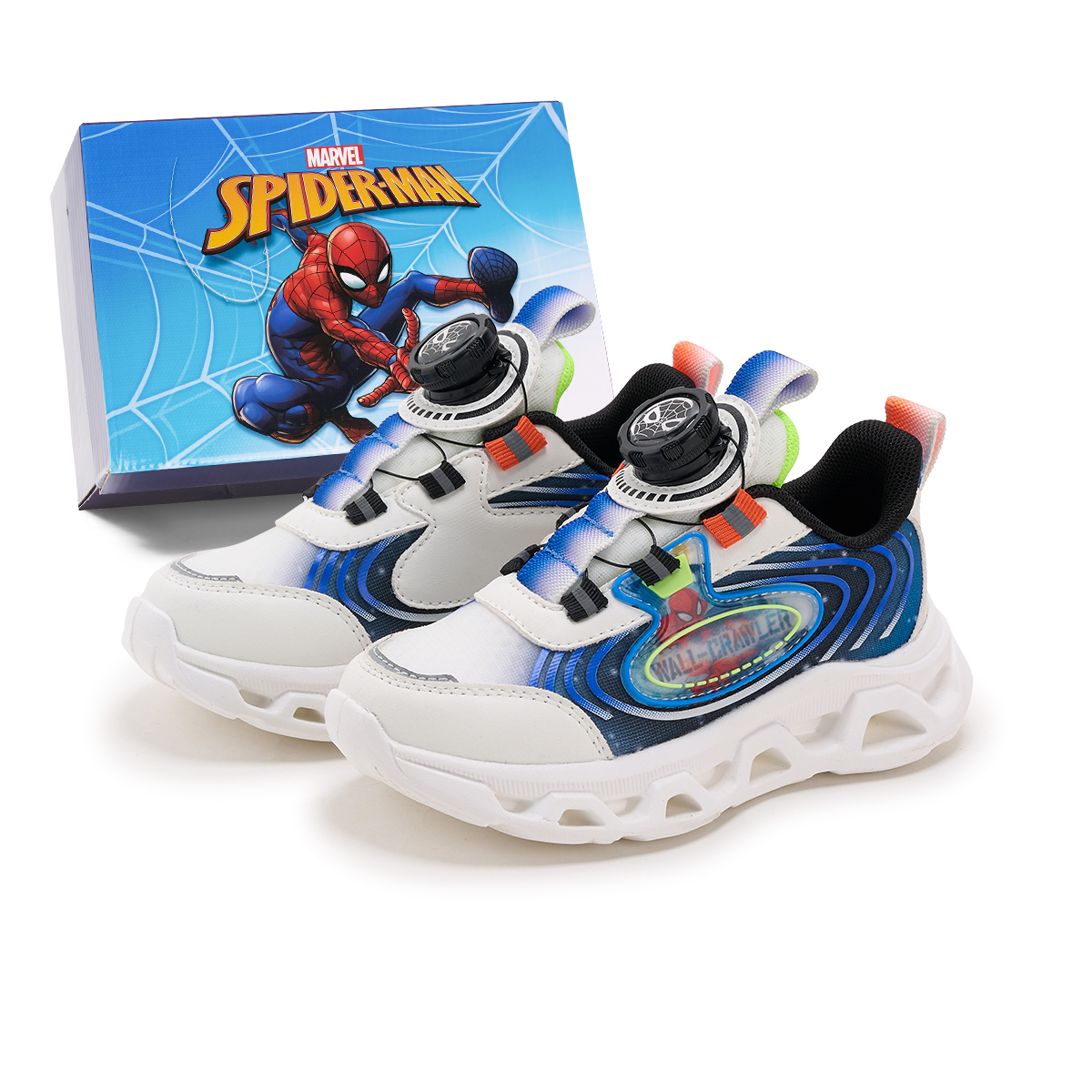 

Детская повседневная обувь с Человеком-пауком Disney, белый/синий