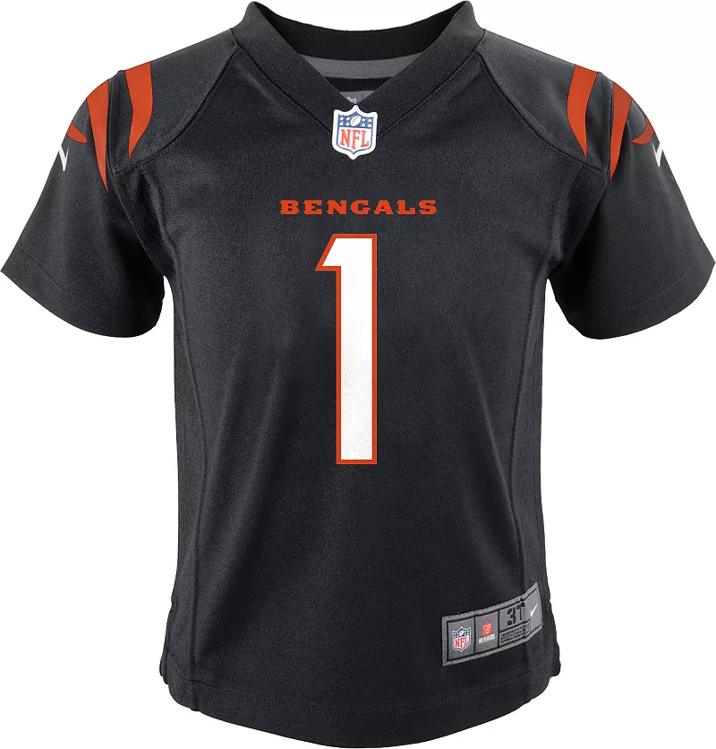 Черная игровая майка Nike Little Kids Cincinnati Bengals Ja'Marr Chase #1 — фото 2