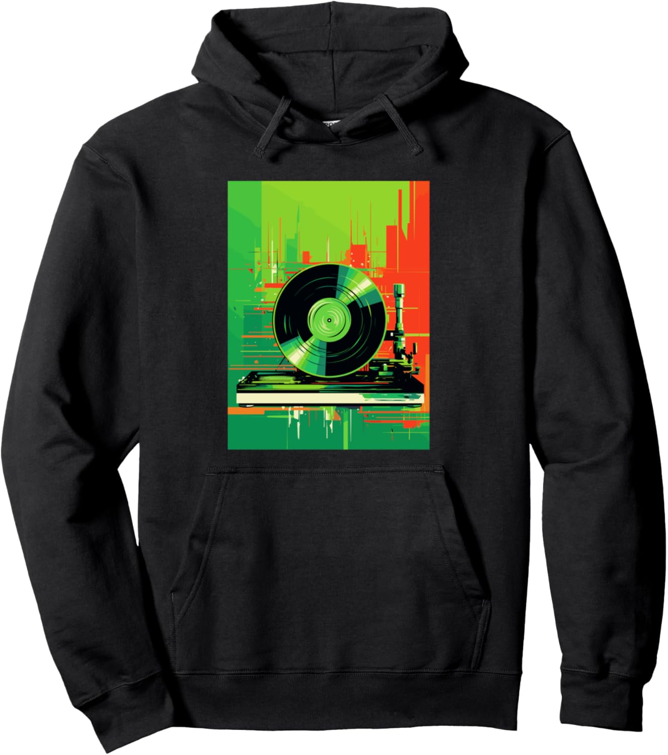 

Виниловый проигрыватель, диджей, музыка, винтажная ретро толстовка Record Player Musician Designs, черный