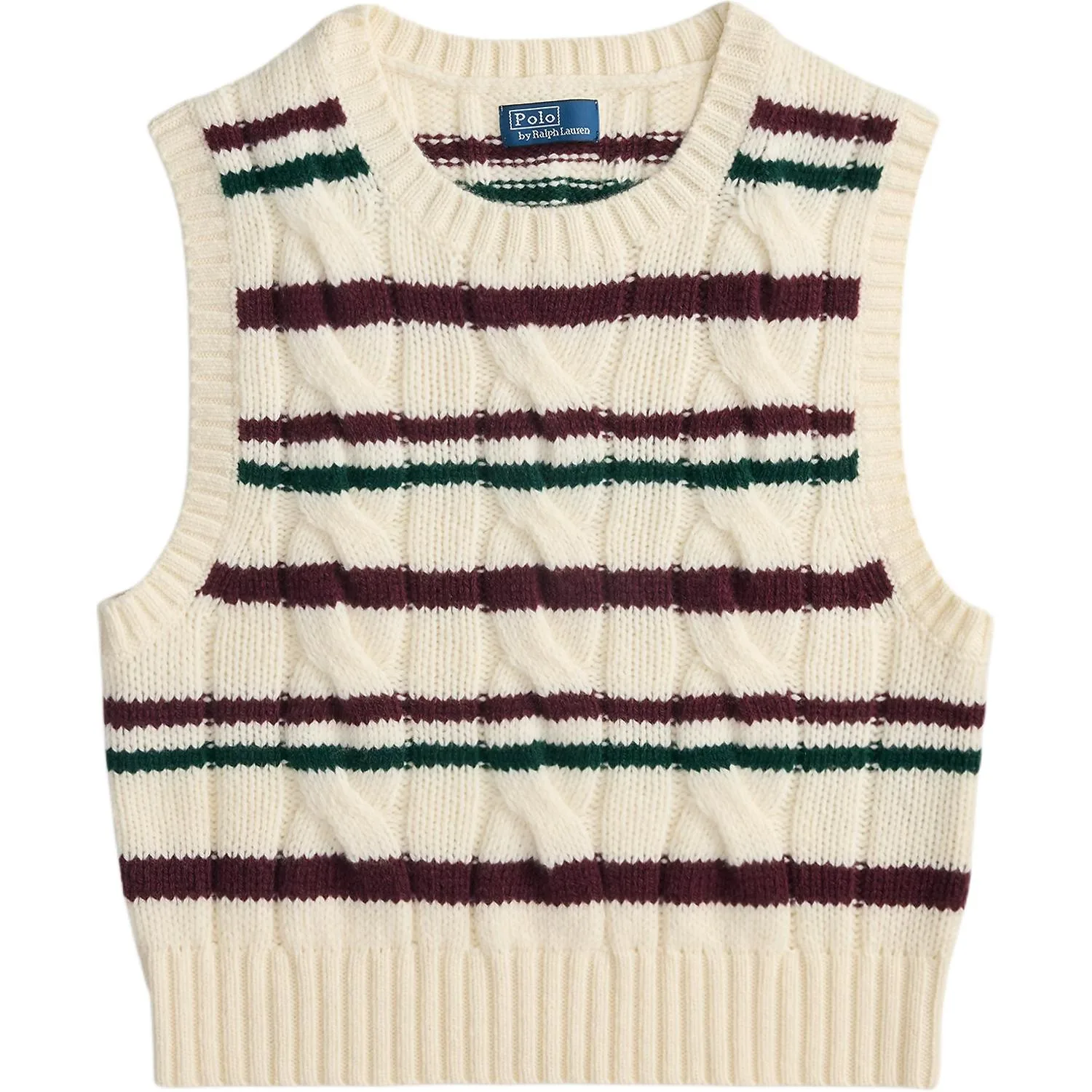 Вязаный жилет в полоску Polo Ralph Lauren, cream белый